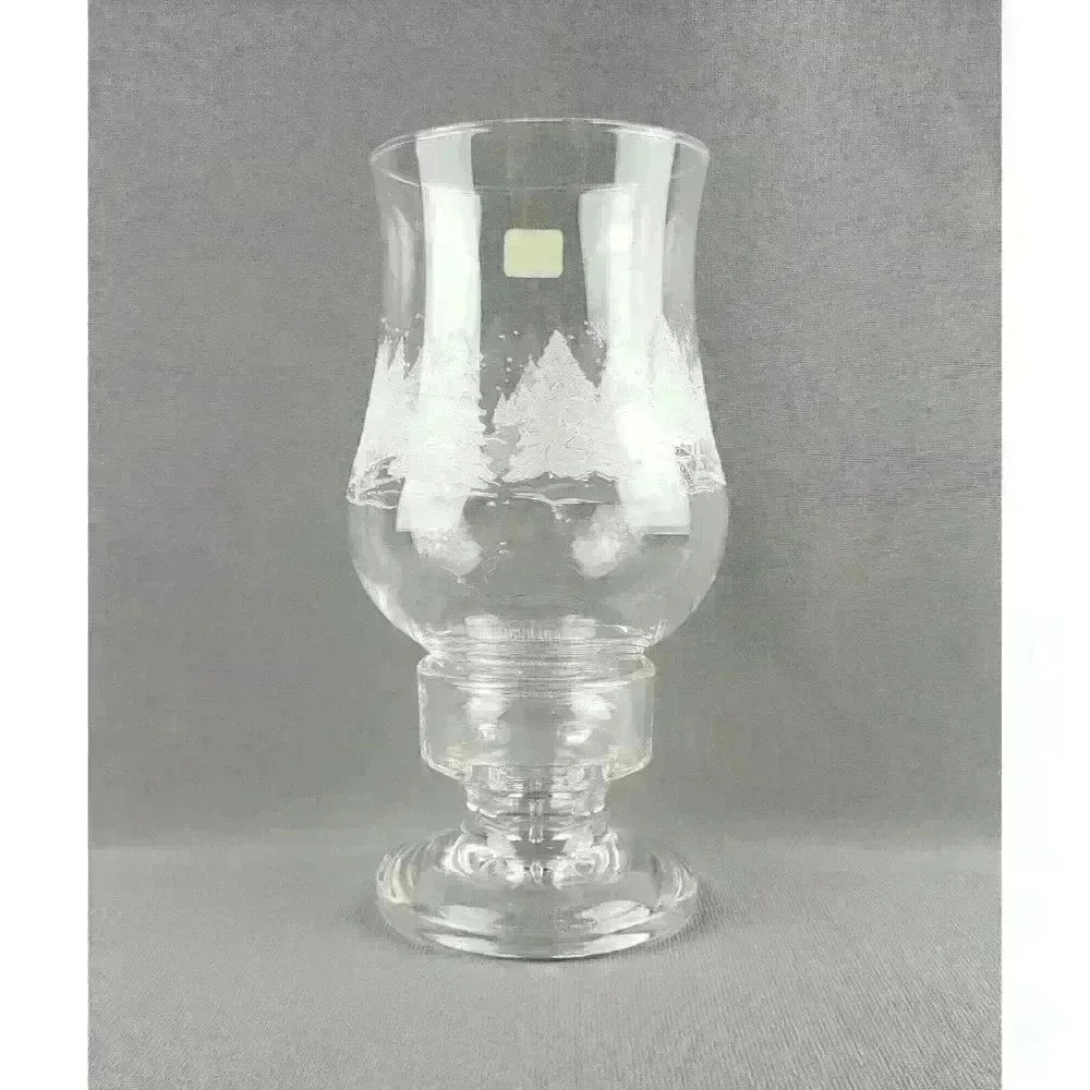 Luminarc Crystal Vintage Christmas Holiday Winter Scene Candle Hurricane Lamp - Picture 3 of 7